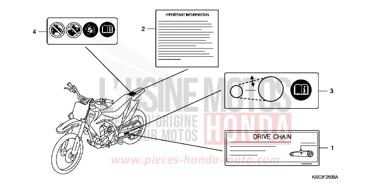 WARNETIKETT von CRF150R "Big Wheels" EXTREME RED (R292) von 2008